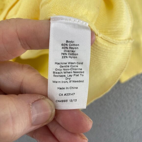 Talbots Sweater Women L Petite Yellow Button Up Cardigan 3/4 Sleeve Stretch Knit - Picture 6 of 9